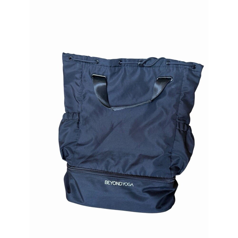 BEYOND YOGA Convertible Backpack Gym Bag In Satin Black Drawstring Closure